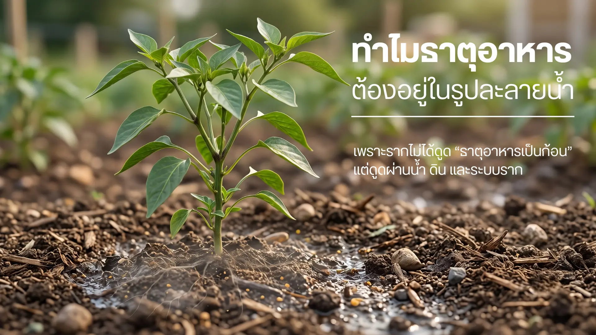 ธาตุอาหารรูปละลายน้ำได้คืออะไร: ทำไมพืชดูดใช้ได้ไม่เท่ากันทุกแหล่ง